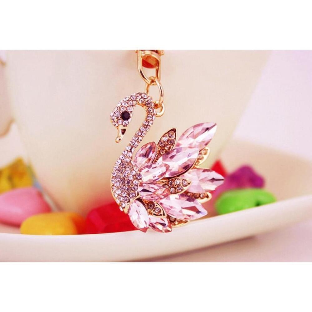 Swan Shaped Keychain In Pink